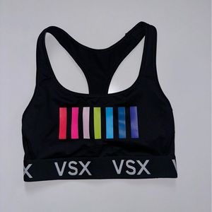 Victoria’s Secret VSX Sport Bra Size Small Black Multicolor Wirefree